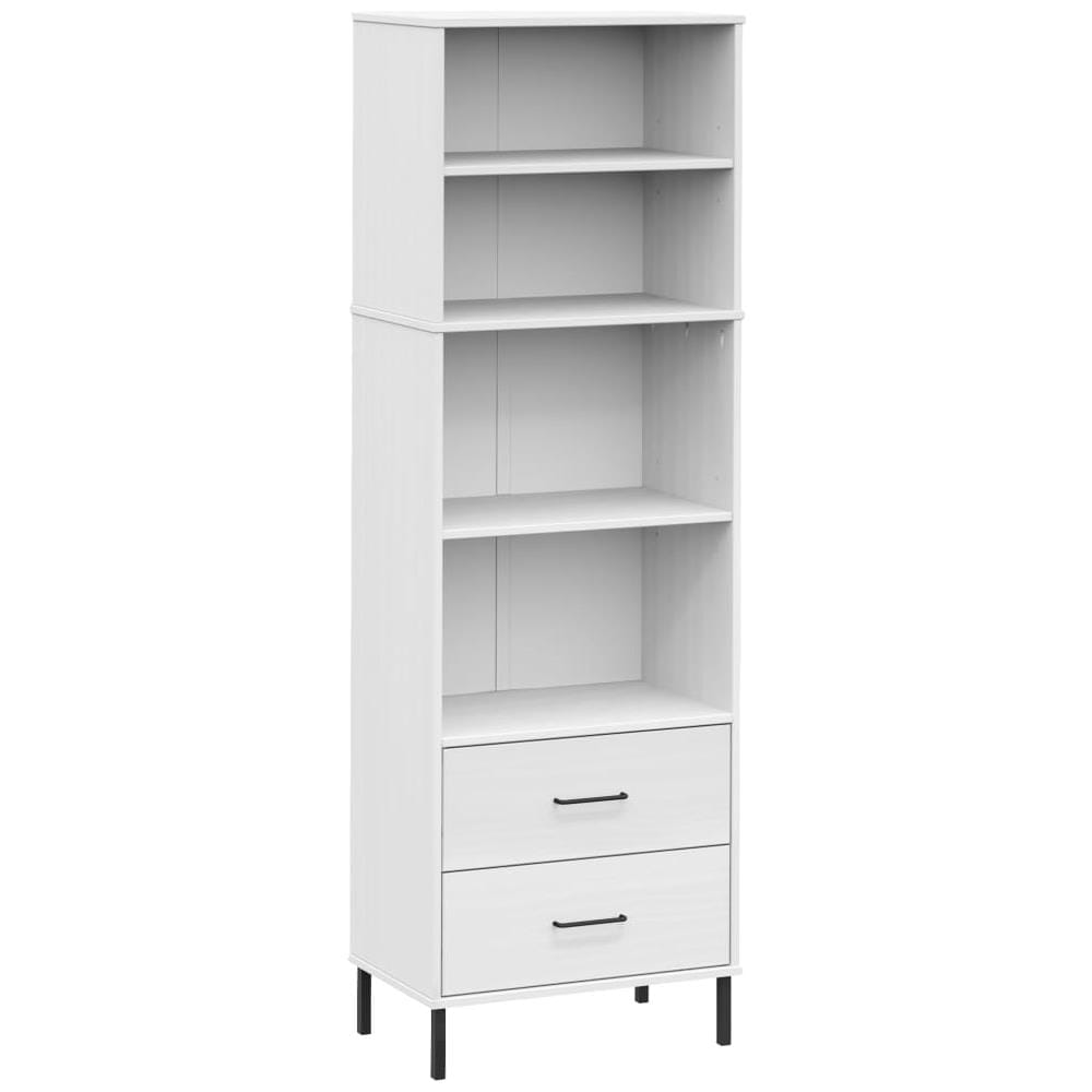 Libreria Con 2 Cassetti Bianco 60x35x180 Cm Legno Massello Oslo - Foto 2