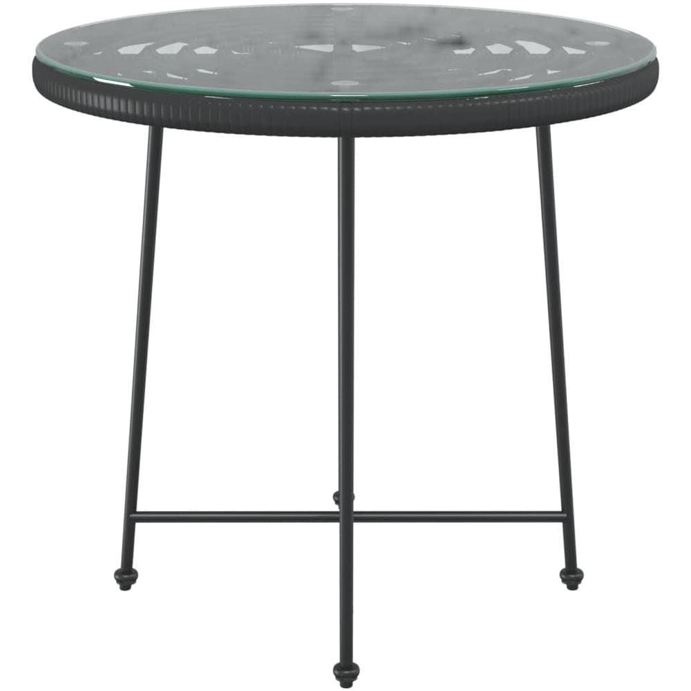 Tavolo Da Pranzo Nero 80 Cm Vetro Temperato E Acciaio - Foto 3