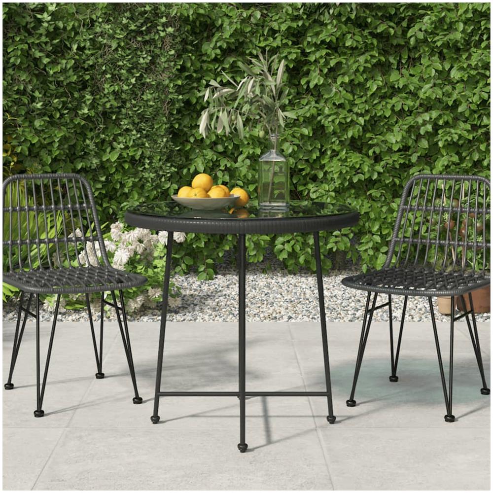 Tavolo Da Pranzo Nero 80 Cm Vetro Temperato E Acciaio - Foto 1