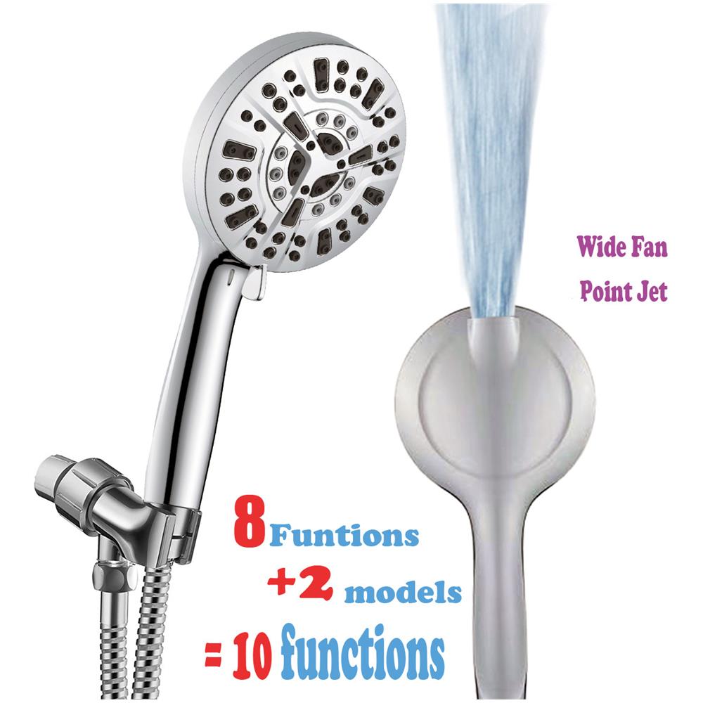 Soffione Doccia Con 10 Funzioni E Pistola A Spruzzo Silver - Foto 2