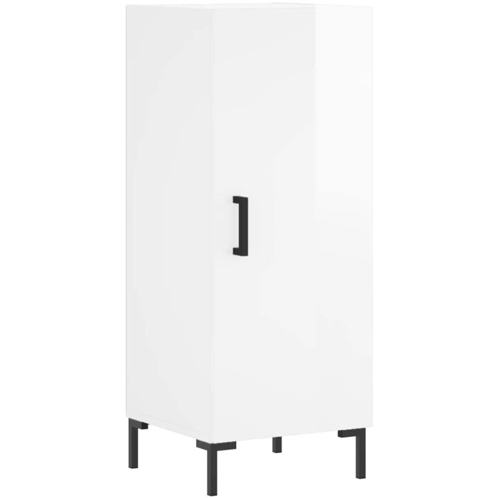 Credenza Bianco Lucido 34,5x34x90 Cm In Legno Multistrato - Foto 2
