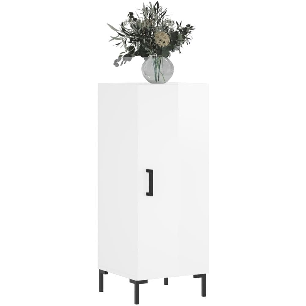 Credenza Bianco Lucido 34,5x34x90 Cm In Legno Multistrato - Foto 3