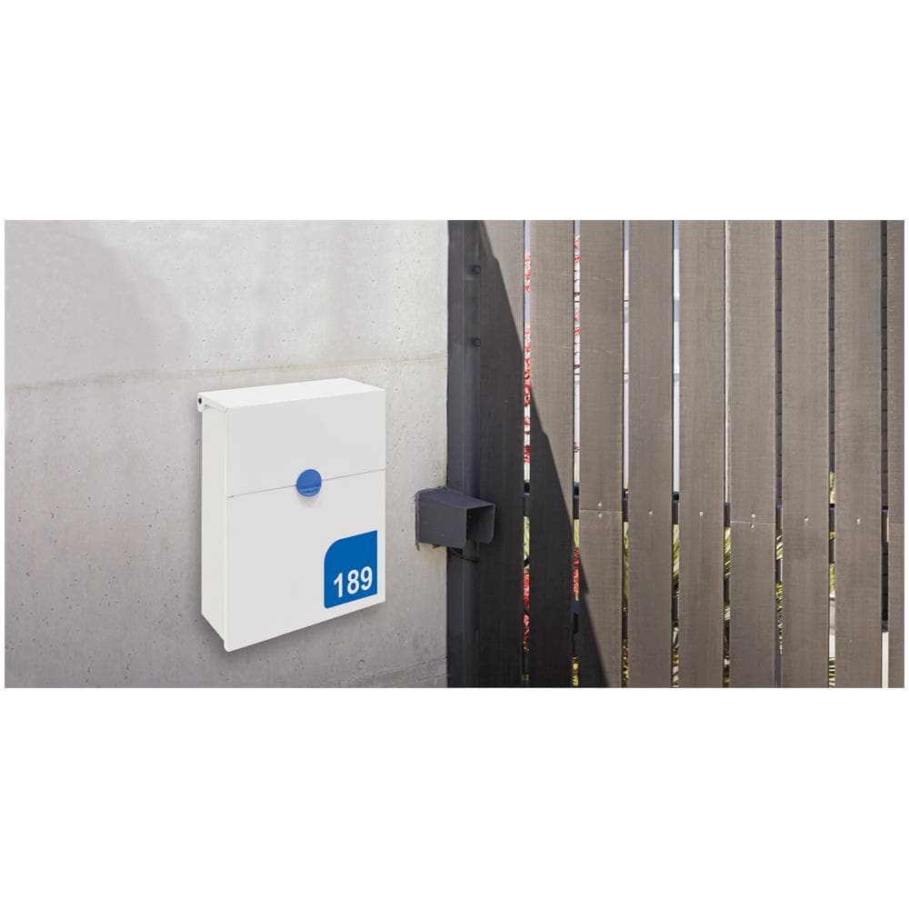 Tondo S E6721-blu Cassetta Postale Indiviuale Con Segnaletica Di Numero, Personalizzabile, Dimensione S (din A5), Bianco E Blu - Foto 2