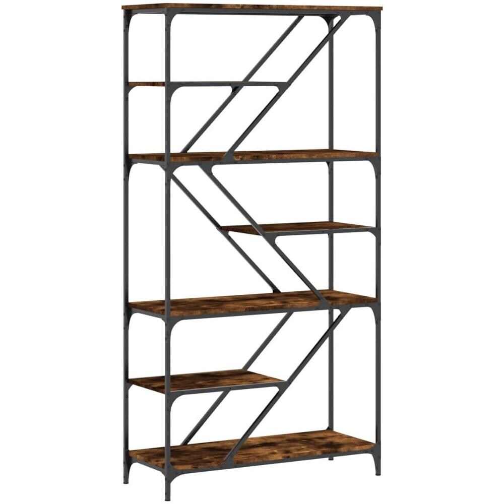 Libreria Rovere Fumo 91x36x176 Cm Legno Multistrato E Acciaio - Foto 2