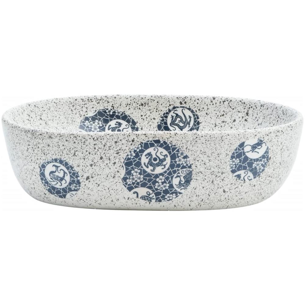 Lavabo Da Appoggio Grigio E Blu Ovale 47x33x13 Cm Ceramica - Foto 3