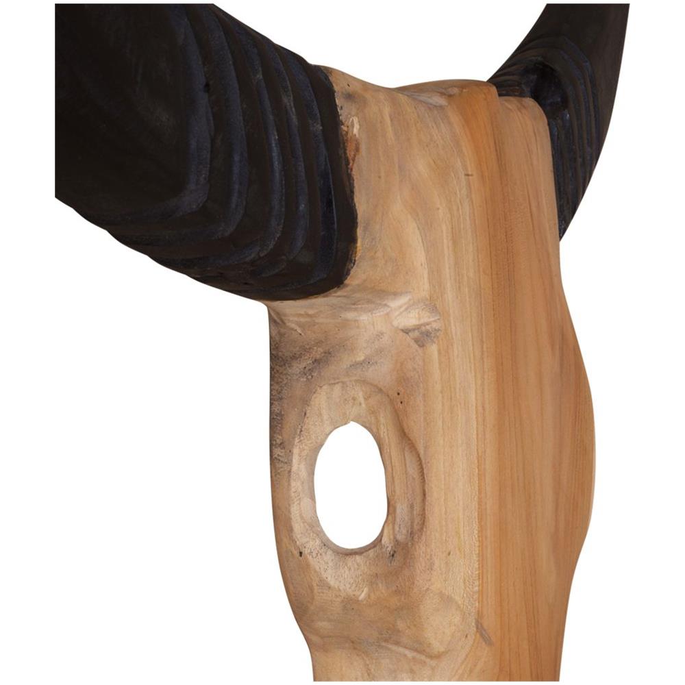 Scultura Teschio Di Toro Da Parete In Teak 69x6x60 Cm - Foto 7
