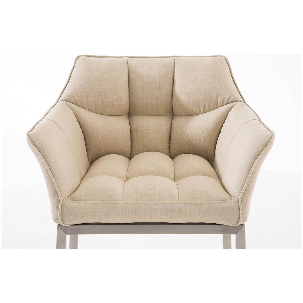 Sgabello DAMASO B con Telaio a 4 Gambe Nero, in Tessuto Crema Telaio Acciaio Inox - Foto 5