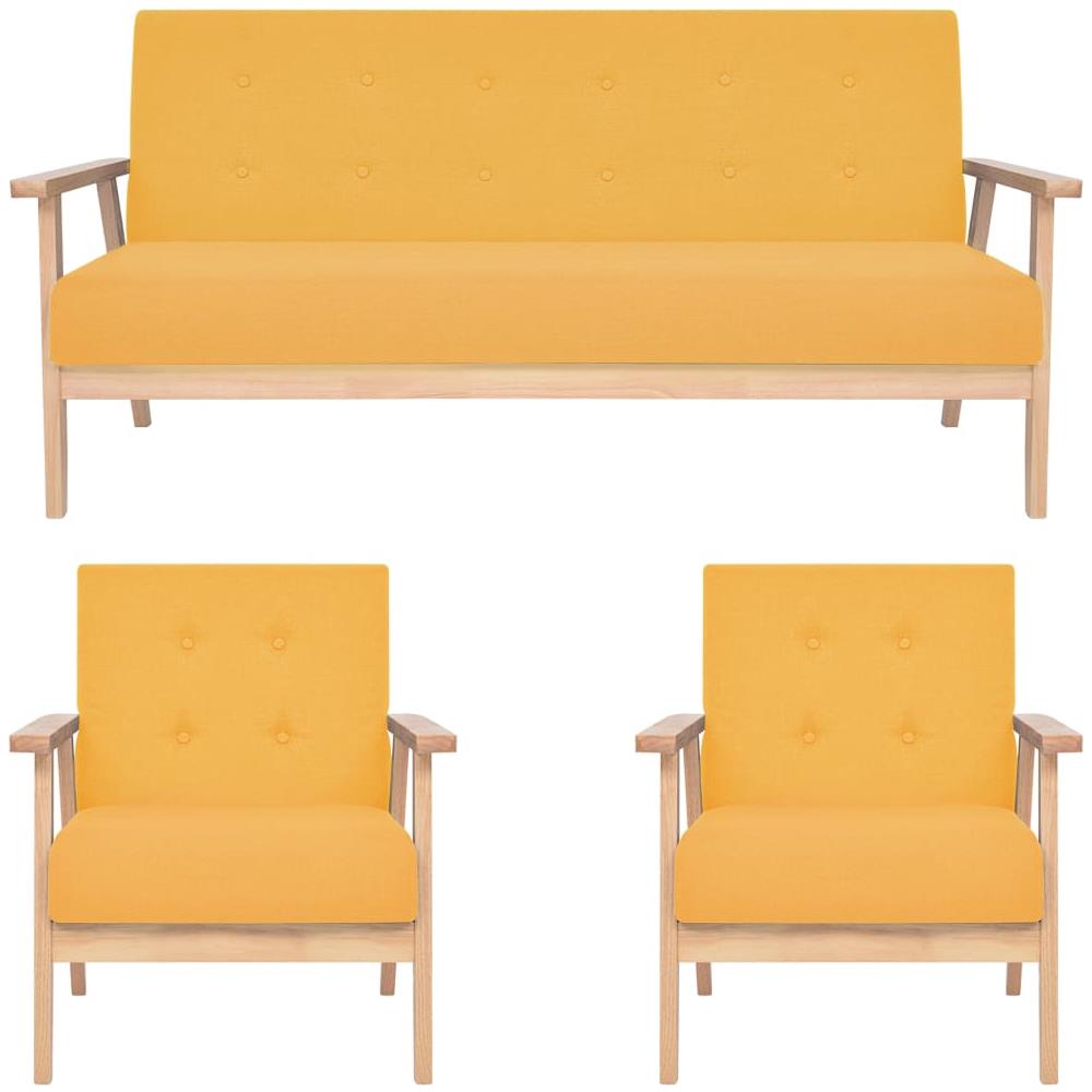 Set Di Divani 3 Pz In Tessuto Giallo - Foto 1