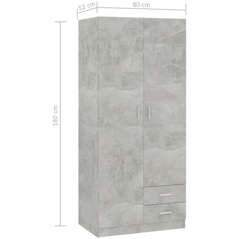 Armadio Grigio Cemento 80x52x180 cm in Legno Multistrato - Foto 8