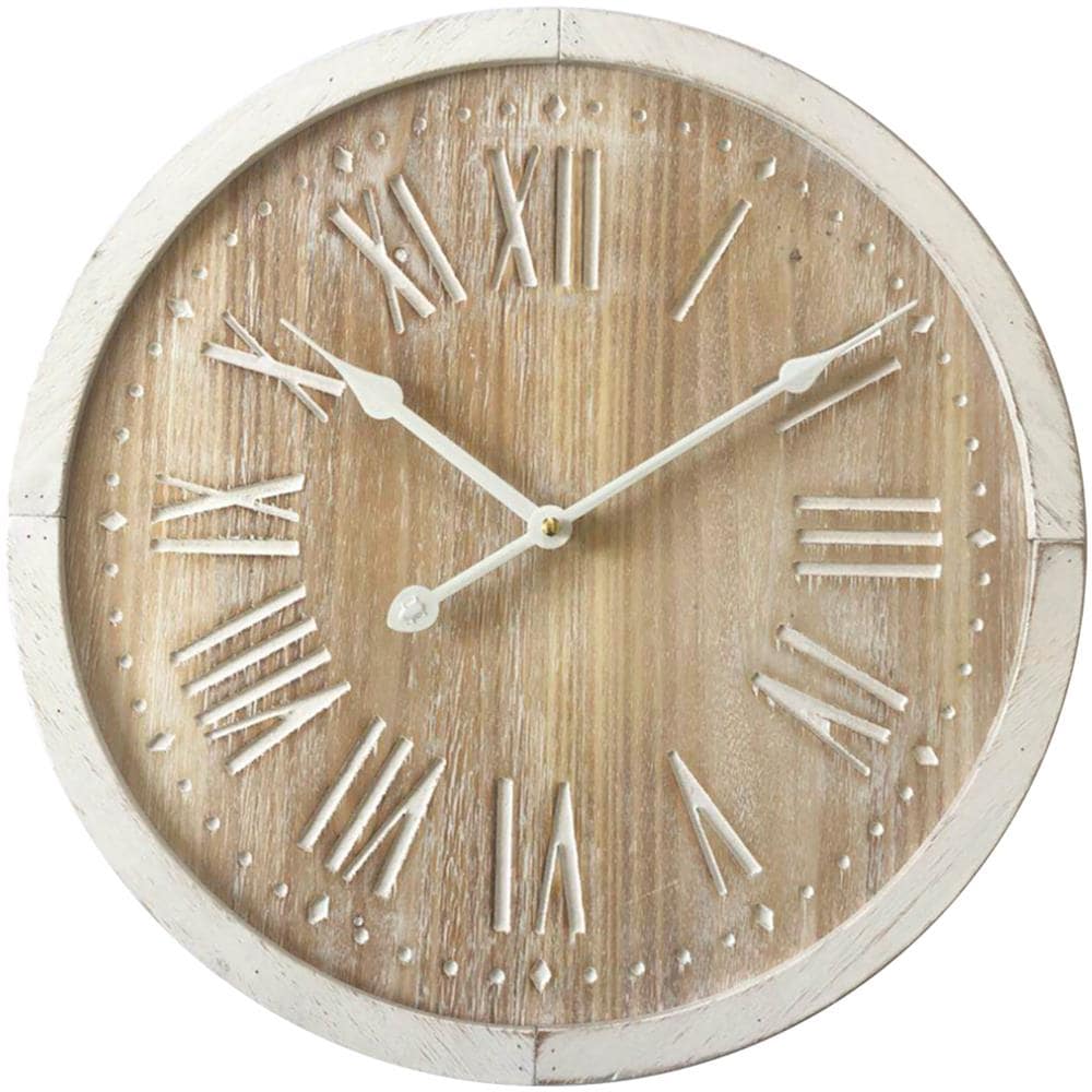 Mobili Rebecca Orologio A Parete Rotondo Shabby Bianco Mdf