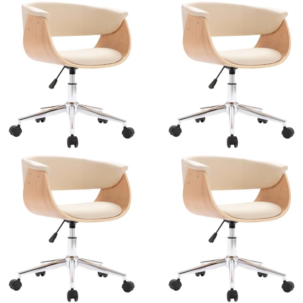 Sedie Da Pranzo Girevoli 4 Pz Crema In Similpelle - Foto 2