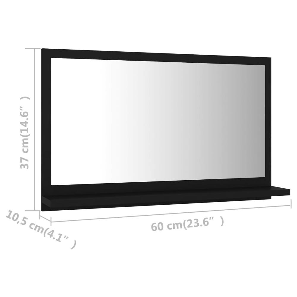 Specchio da Bagno Nero 60x10,5x37 cm in Legno Multistrato - Foto 7
