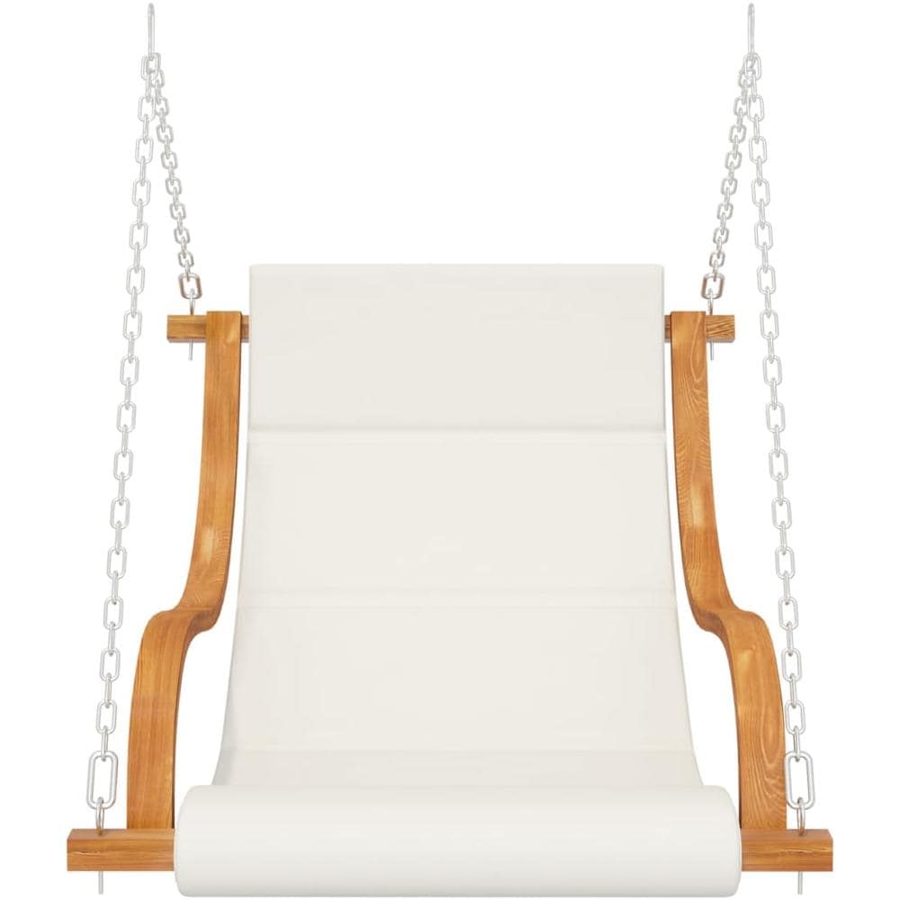 Dondolo con Cuscino Crema in Legno Curvato con Finitura Teak - Foto 2