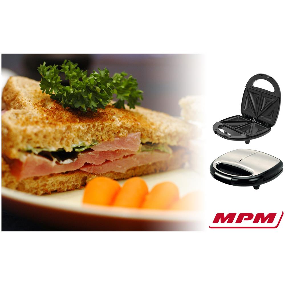 MOP-26M Sandwichmaker per 2 Panini / 4 a Triangolo Potenza 750 W Colore Nero / Argento - Foto 3