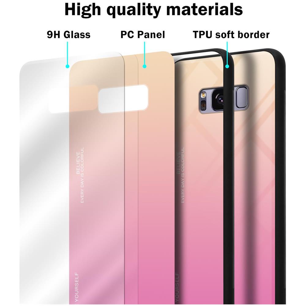 Custodia Compatibile Con Samsung Galaxy S8 Plus In Giallo - Rosa - Coperchio Protettivo Bicolore In Vetro Temperato E Silicone Tpu - Foto 7