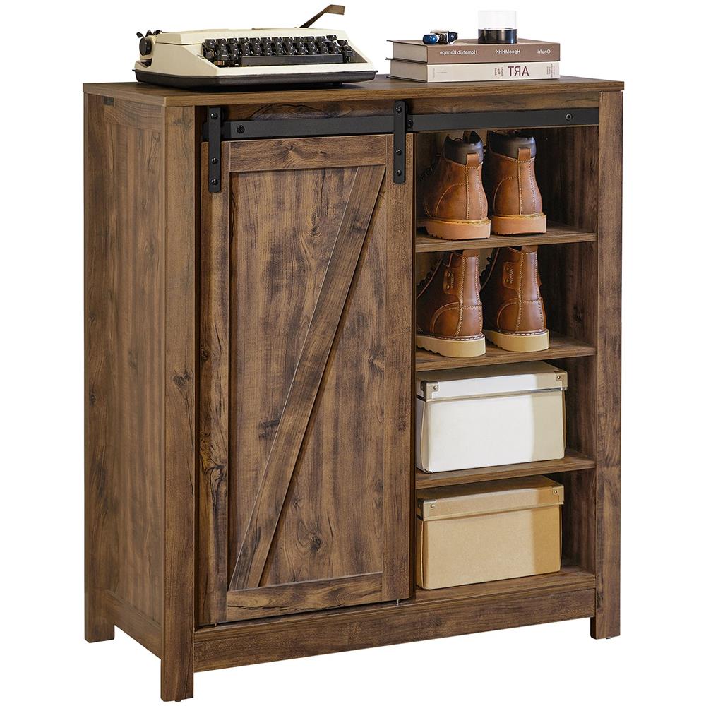 Credenza Con Anta Scorrevole, Scarpiera Con Porta Fienile, Mobile Da Ingresso, Armadio Multifunzionale, Fsb59-n - Foto 1