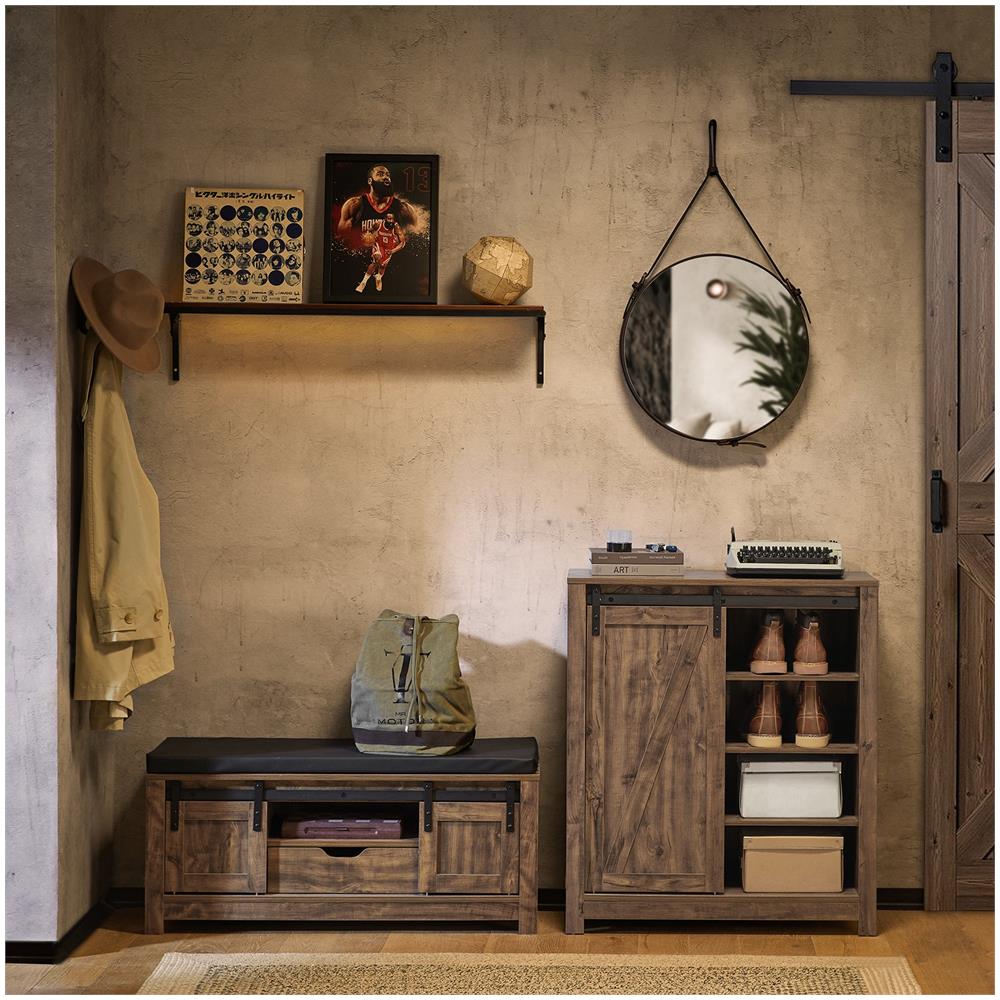 Credenza Con Anta Scorrevole, Scarpiera Con Porta Fienile, Mobile Da Ingresso, Armadio Multifunzionale, Fsb59-n - Foto 5