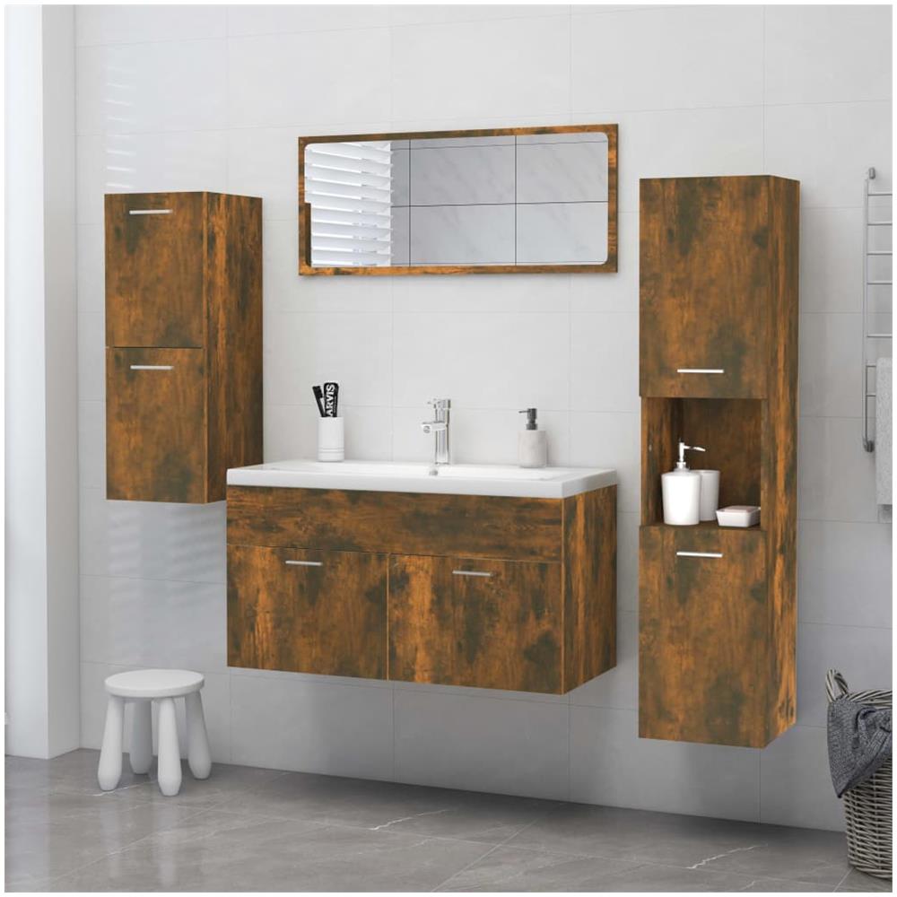 Armadietto Bagno Rovere Fumo 30x30x130 Cm In Legno Multistrato - Foto 3