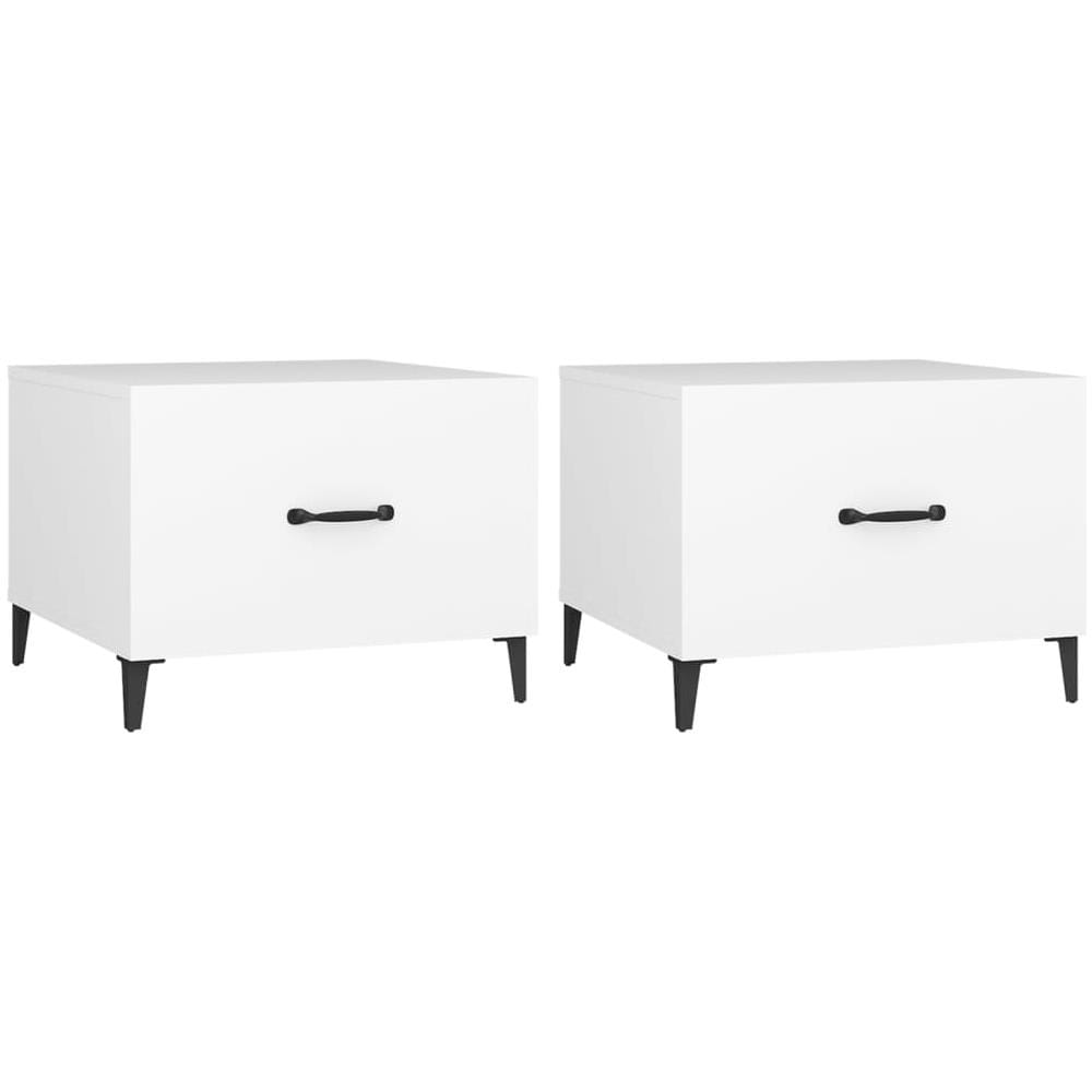 Tavolini Da Salotto Con Gambe In Metallo 2 Pz Bianco 50x50x40cm - Foto 1