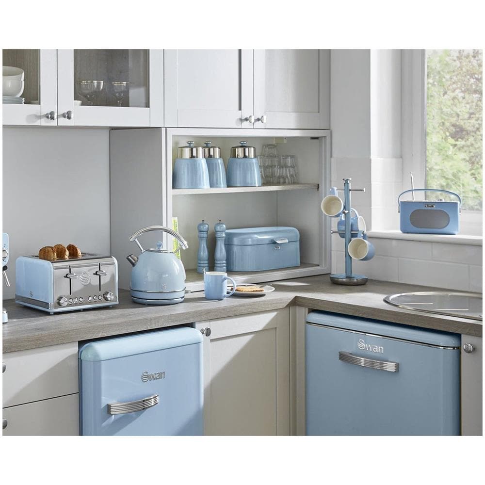 Swka1024bln Retro Set Di 3 Barattoli Cucina Da 1,2 L, Ermetico Té, Spezie, Design Vintage Blu - Foto 2