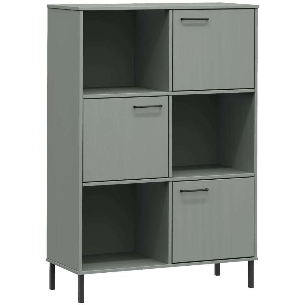 Libreria Con Gambe Metallo Grigio 90x35x128,5 Cm Massello Oslo - Foto 2