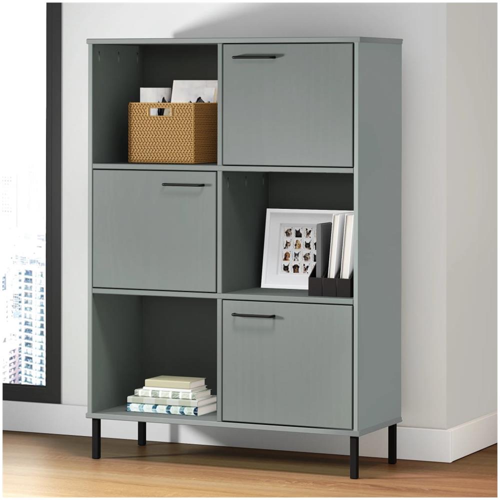 Libreria Con Gambe Metallo Grigio 90x35x128,5 Cm Massello Oslo - Foto 1