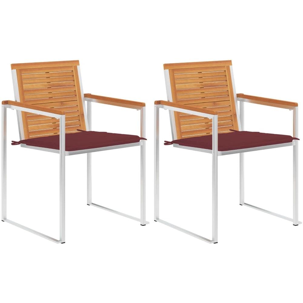 Sedie Da Giardino 2 Pz Con Cuscini In Legno Acacia E Acciaio - Foto 1