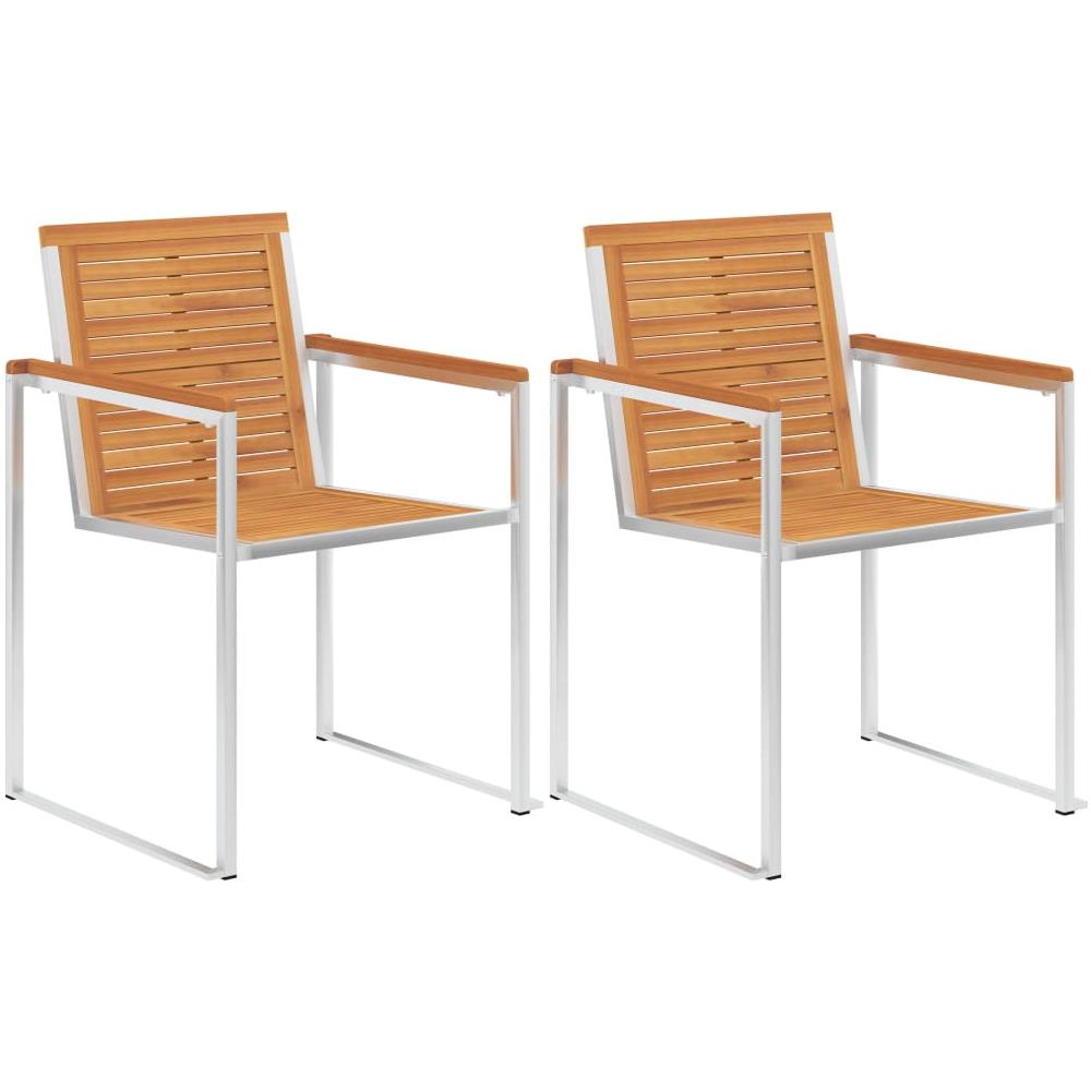 Sedie Da Giardino 2 Pz Con Cuscini In Legno Acacia E Acciaio - Foto 2