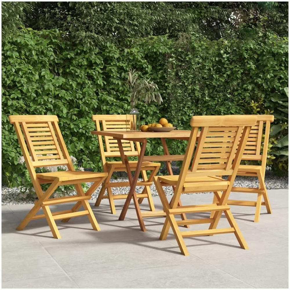 Sedie Da Giardino Pieghevoli 4pz 47x63x90cm Legno Massello Teak - Foto 1