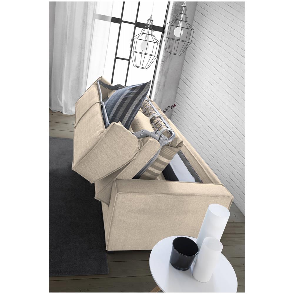 Divano Letto Addolorata, Divano A 3 Posti, 100% Made In Italy, Sofà Soggiorno Con Apertura Girevole, In Tessuto Imbottito, Con Braccioli Slim, Cm 200x95h90, Beige - Foto 4