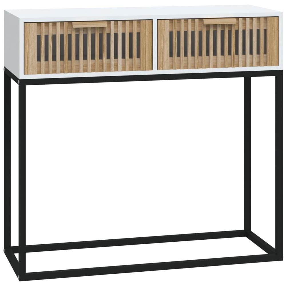Tavolino Consolle Bianco 80x30x75 Cm Legno Multistrato E Ferro - Foto 2