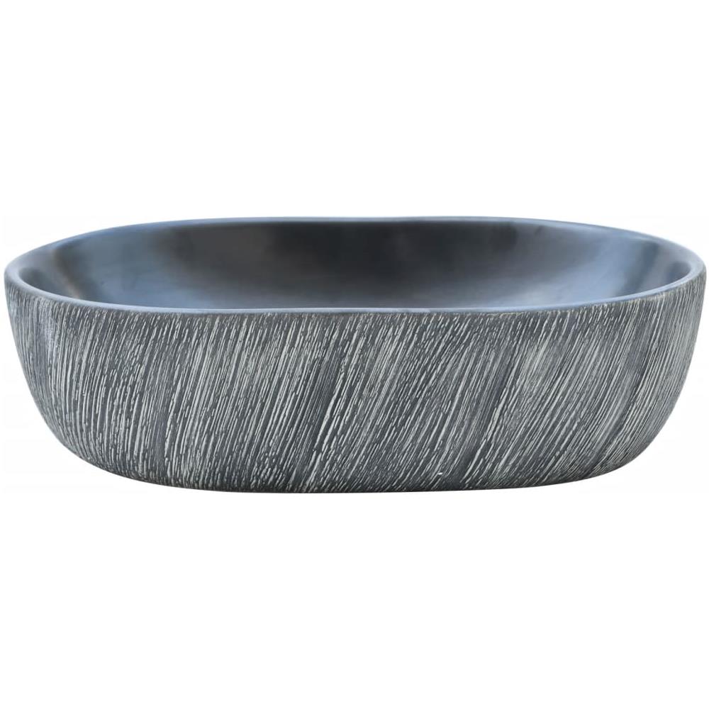 Lavabo Da Appoggio Nero E Grigio Ovale 47x33x13 Cm Ceramica - Foto 3