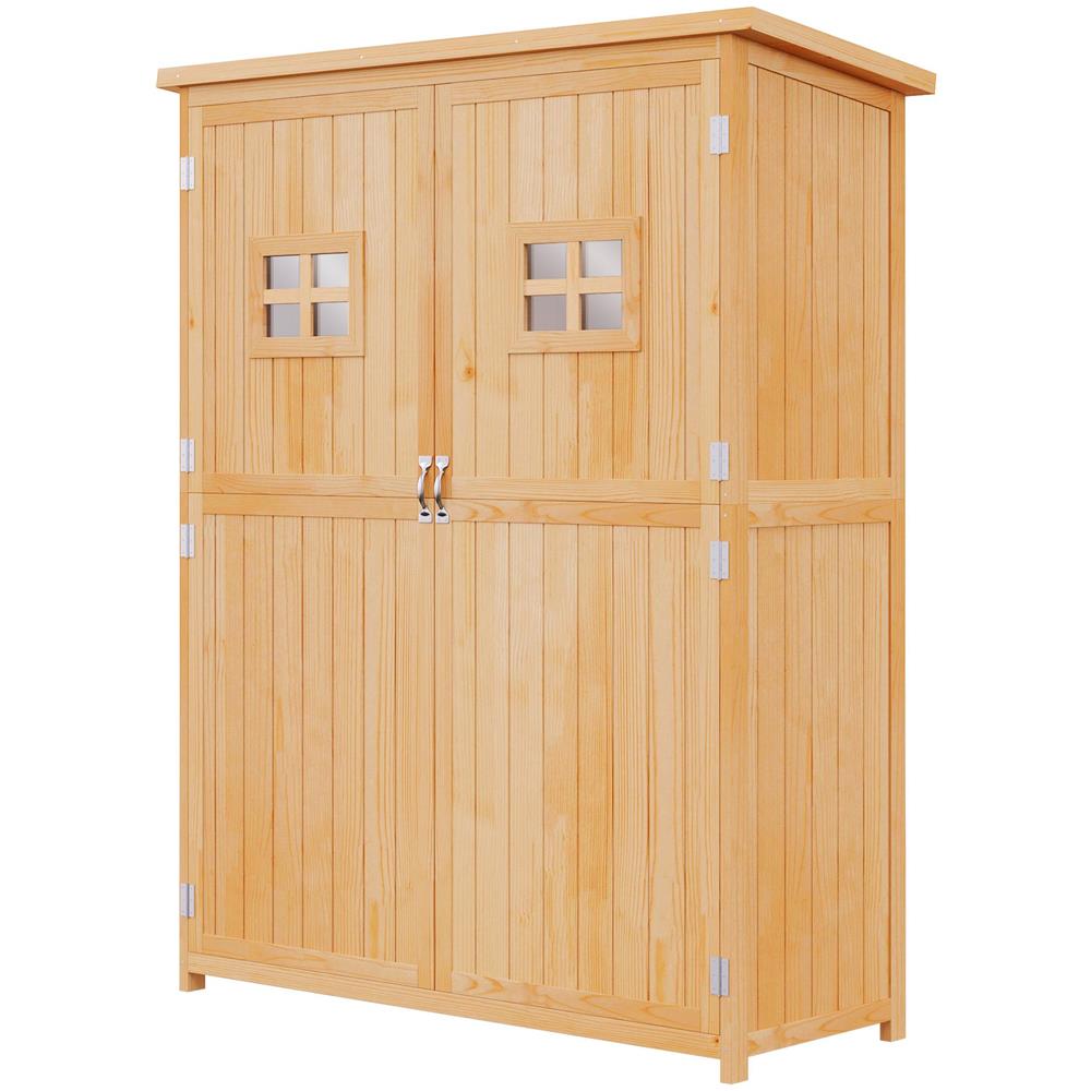 Casetta da Giardino Legno con Porta Doppia, Mensole e Finestre, 127.5x50x164cm - Foto 1