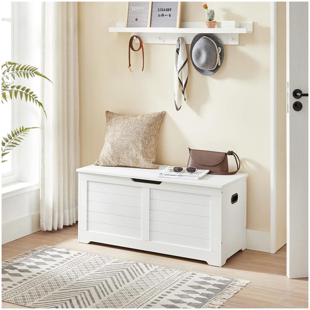 Cassapanca portaoggetti, con 2 cerniere di sicurezza, stile scandinavo, 40 x 100 x 46 cm - Foto 1