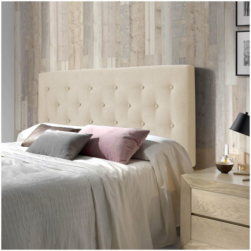 Testiera Di Tessuto Oslo 160x100, Beige Tostato, Gambe Di Legno, Kit Montaggio Incluso - Foto 3