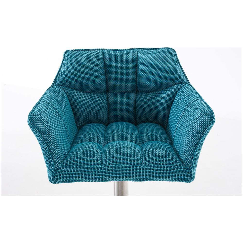 Sgabello Alto Bar Damaso I Sgabello Design Cucina Trapuntato in Tessuto con Braccioli E Schienale Imbottiti l Sedia Sgabello Bar Pub con Poggiapiedi Turchese Acciaio Inox - Foto 5