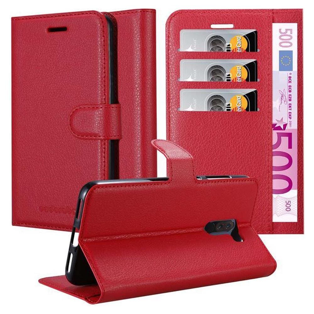 Custodia Compatibile Con Xiaomi Pocophone F1 In Rosso Carminio - Coperchio Protettiva Con Chiusura Magnetica, Funzione Stand E Tasca Per Le Carte - Foto 1