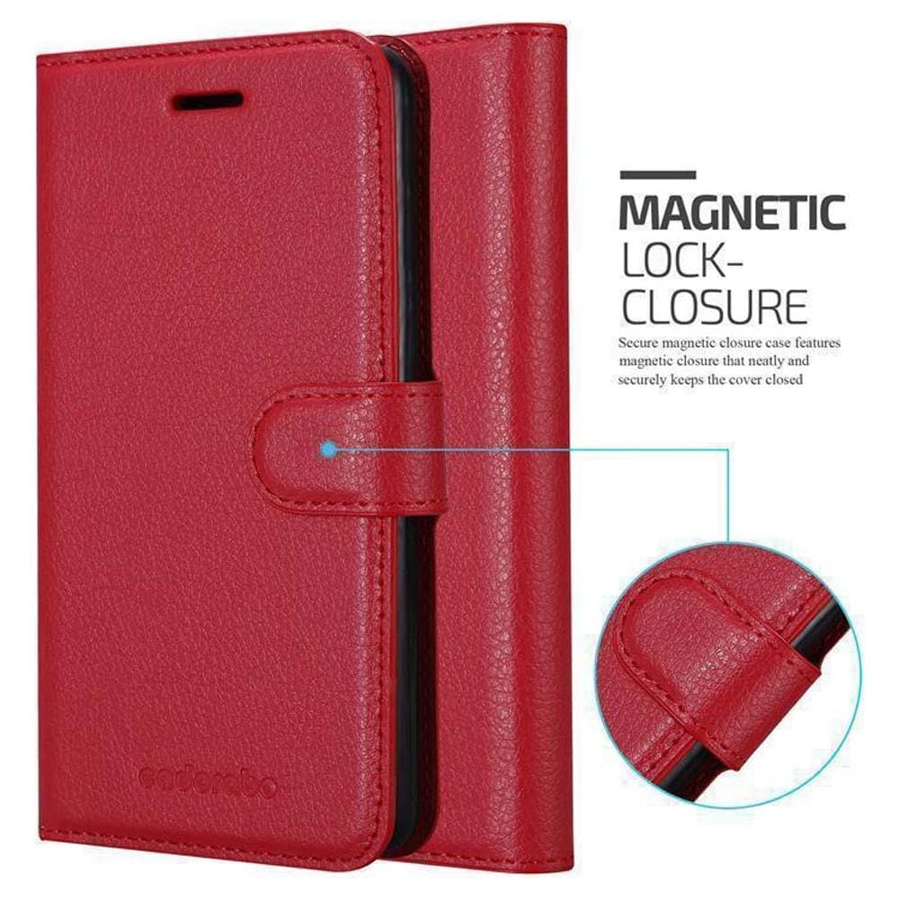 Custodia Compatibile Con Xiaomi Pocophone F1 In Rosso Carminio - Coperchio Protettiva Con Chiusura Magnetica, Funzione Stand E Tasca Per Le Carte - Foto 2