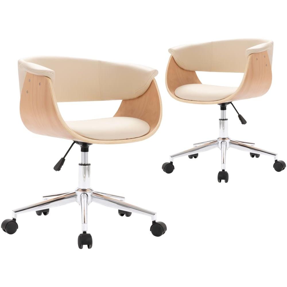 Sedie Da Pranzo Girevoli 2 Pz Crema In Similpelle - Foto 2