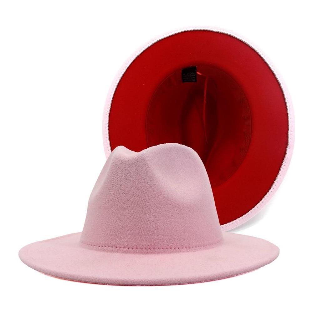 SLOWMOOSE - Cappelli Fedora Unisex In Feltro Di Lana Panama, Cappello Da  Cowboy Trilby A Tesa Larga [ rosa E Rosso / 56-58 Cm] - ePRICE