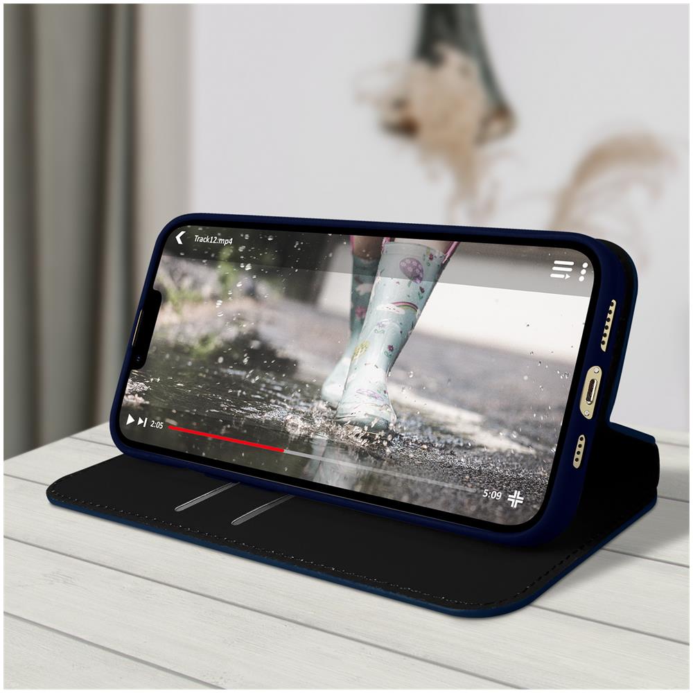 Custodia Iphone 13 Pro Portafoglio E Supporto Video Blu Notte - Foto 5