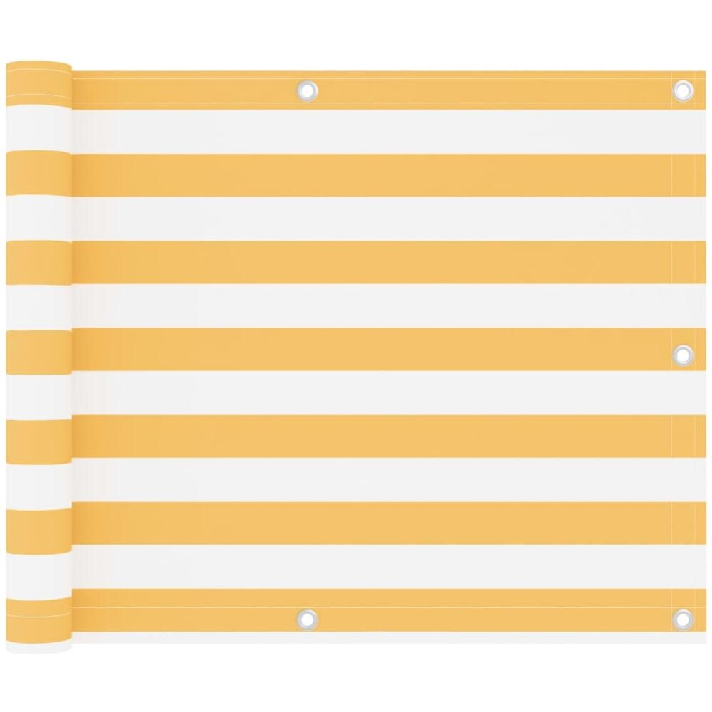 Paravento da Balcone Bianco e Giallo 75x400 cm Tessuto Oxford - Foto 1