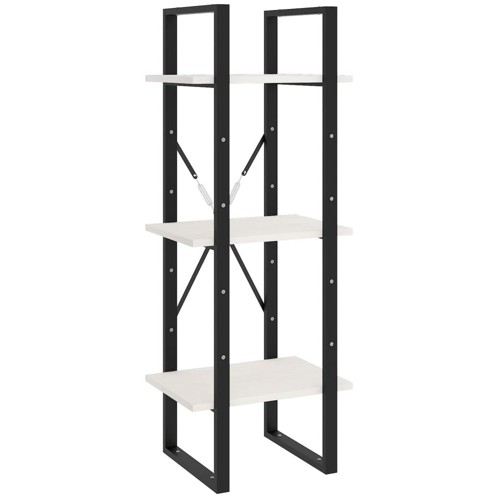 Libreria A 3 Ripiani Bianca 40x30x105 Cm Legno Massello Di Pino - Foto 1