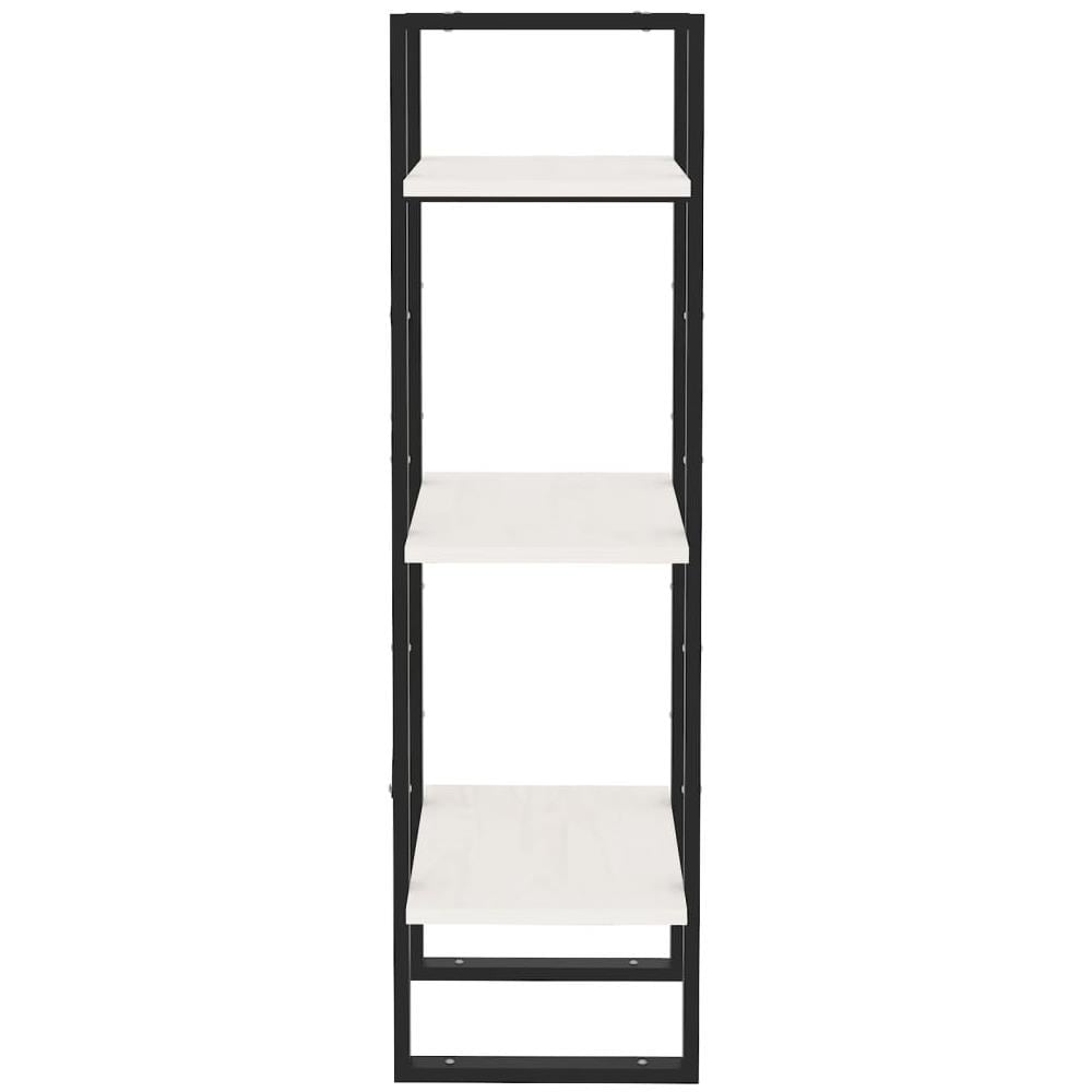 Libreria A 3 Ripiani Bianca 40x30x105 Cm Legno Massello Di Pino - Foto 8