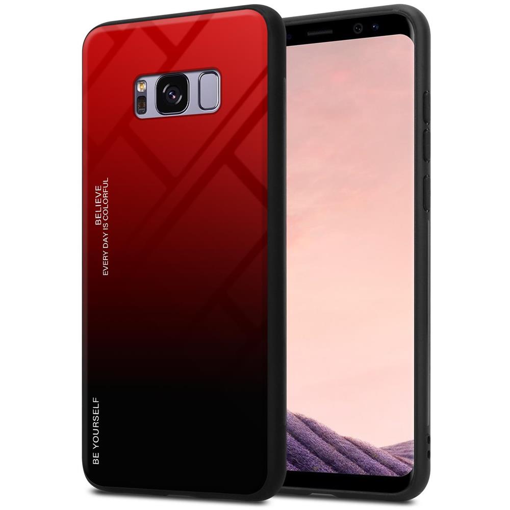 Custodia Compatibile Con Samsung Galaxy S8 Plus In Rosso - Nero - Coperchio Protettivo Bicolore In Vetro Temperato E Silicone Tpu - Foto 1