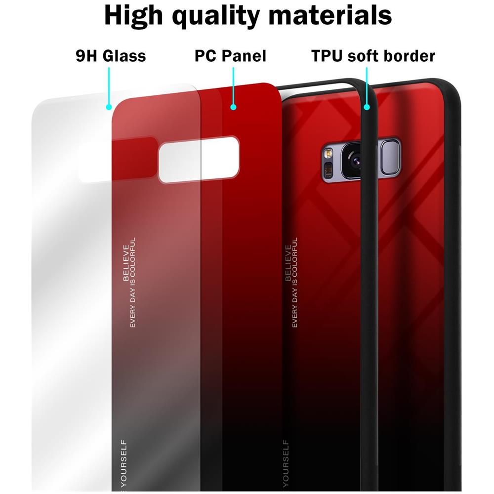 Custodia Compatibile Con Samsung Galaxy S8 Plus In Rosso - Nero - Coperchio Protettivo Bicolore In Vetro Temperato E Silicone Tpu - Foto 7