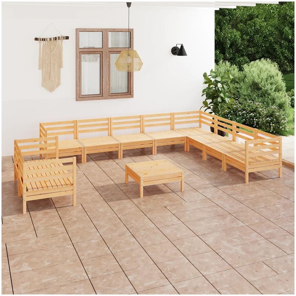 Set Salotto da Giardino 11 pz in Legno Massello di Pino - Foto 1