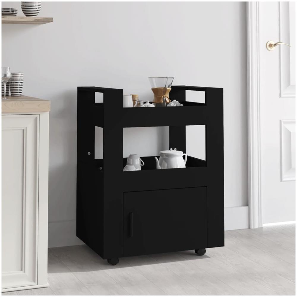 Carrello Da Cucina Nero 60x45x80 Cm In Legno Multistrato - Foto 1