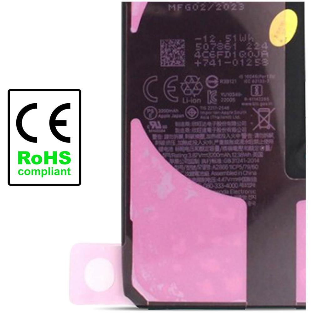 Batteria Interna Compatibile Per Iphone 14 Pro Capacità 3200mah Con Adesivi - Foto 5