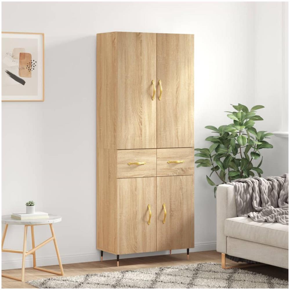 Credenza | Buffet | Armadio Rovere Fumo 69,5x31x115 cm in Legno Multistrato